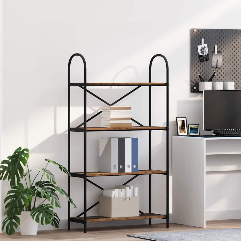Vintage Wood Bookshelf 80 X 30 X 146 Cm Particleboard