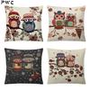 Linen Owl Cartoon Pillowcase 45x45cm Square Living Room Sofa Decoration Pillowslip High-quality Seat Cushion Cover Home Decor
