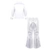 Boys Sequined Long Sleeve Spread Collar Shirt Elastic Waistband Flared Pants Jazz Outfit