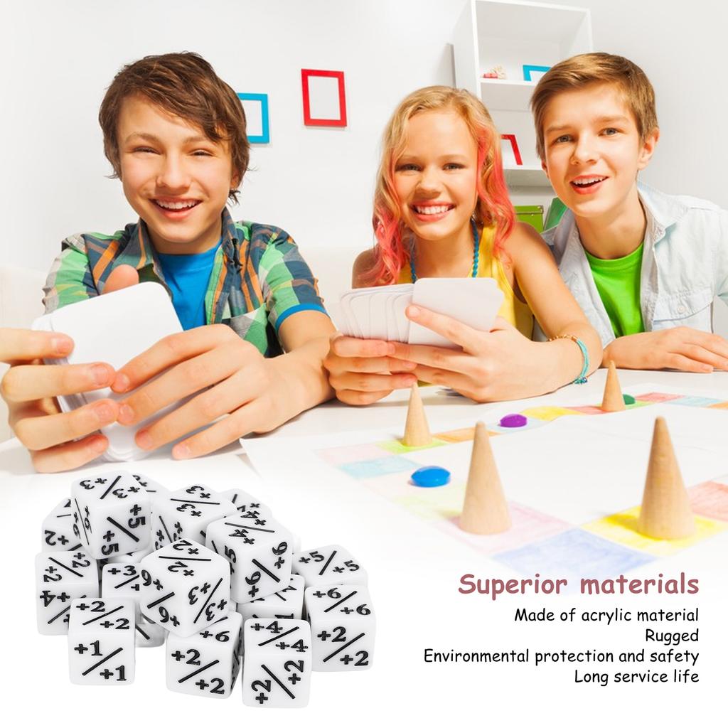 20pcs Dice Set Puzzle Fun 6 Sided Number Acrylic Dice for Gaming Preschool Education