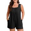 Women's Plus Size Casual Tank Top Sleeveless Pocket Jumpsuit Shorts Set