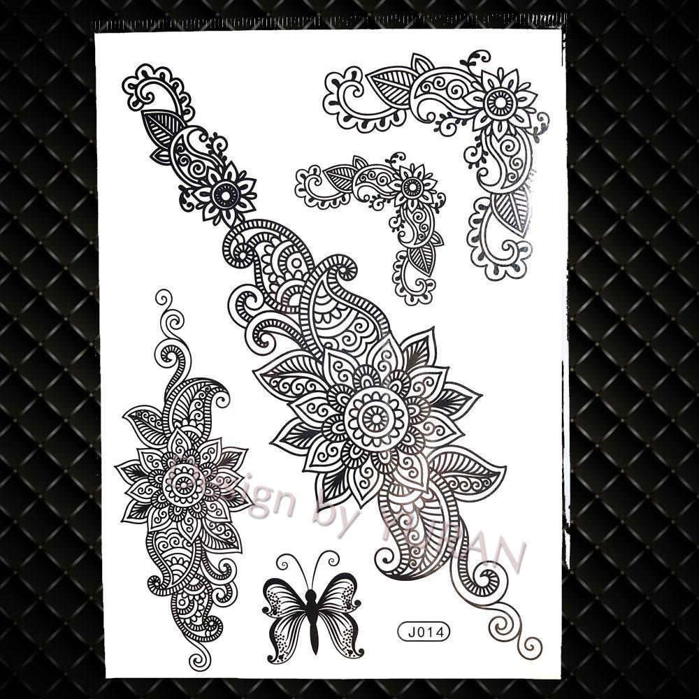 Black Women Forest Boho Wolf Lion Totem Tattoos Stickers Girls Henna Mandala Floral Fake Tatto Temporary Lotus Custom Arm Tattoo