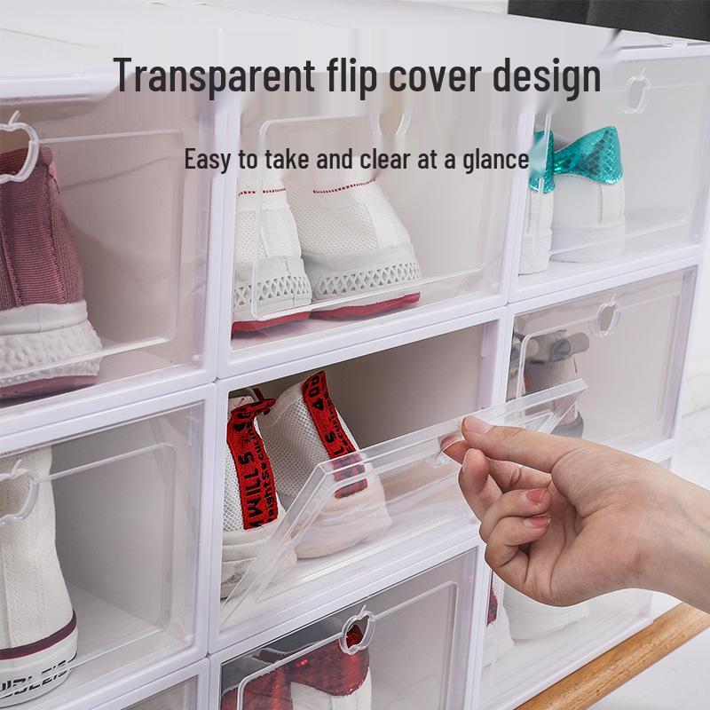 Transparent Foldable Plastic Shoe Storage Box for Men's Shoes – Colorful Home Organization Solution