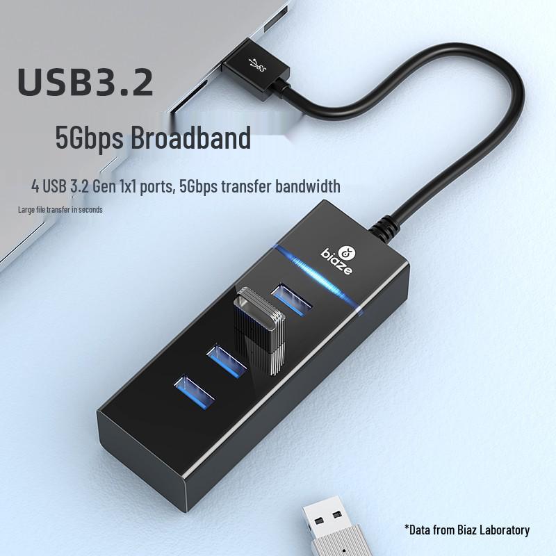 USB-C Multi-Port Hub: Biazi One-to-Four High-Speed USB 3.0/3.2 Splitter Expansion Dock 0.3 Meter