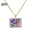 Stylish Women Necklace Birth Flower Necklace Floral Book Pendant January
