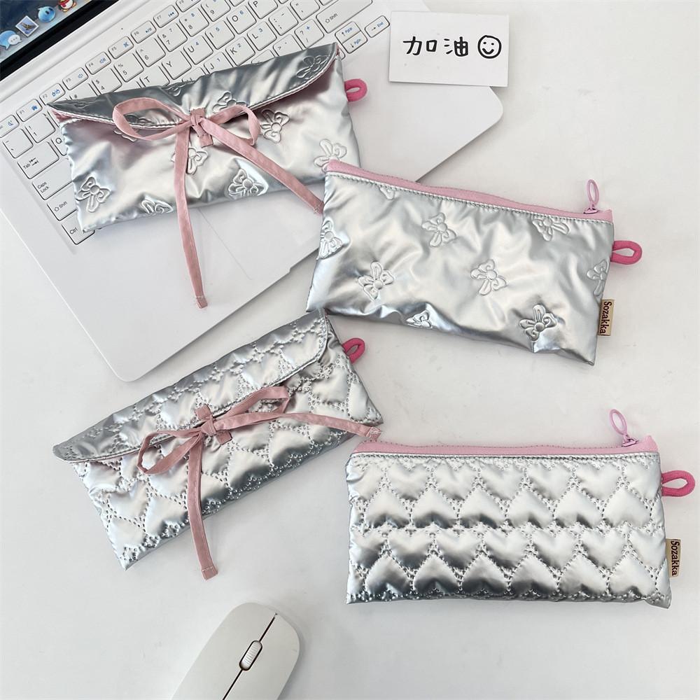 Elegant Bowknot Design Pu Storage Bag With Multifunction Compartments For School Use