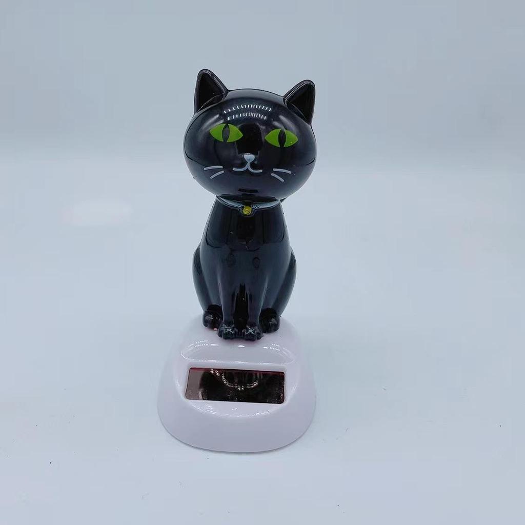 Solar-Powered Wiggling Cat Dashboard Figurine - Creative Cartoon Ornament & Children's Toy Gift