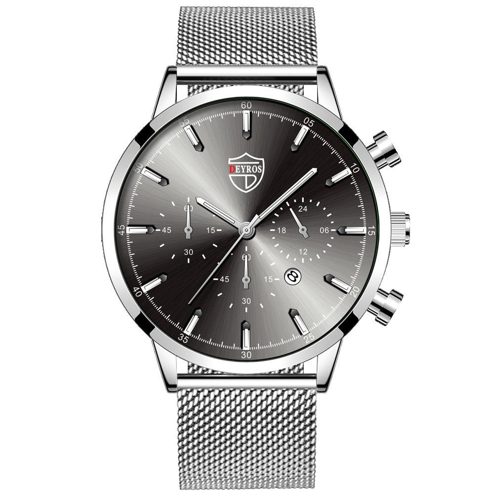 Stainless Steel Mesh Strap Men'S Watch Trendy Fashion Luminous Calendar Quartz Watch