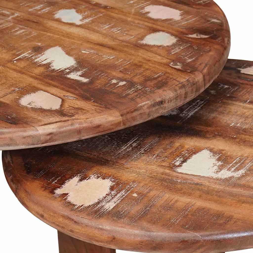 Nesting Coffee Tables Set 3 Pcs Multicolored Solid Reclaimed Wood