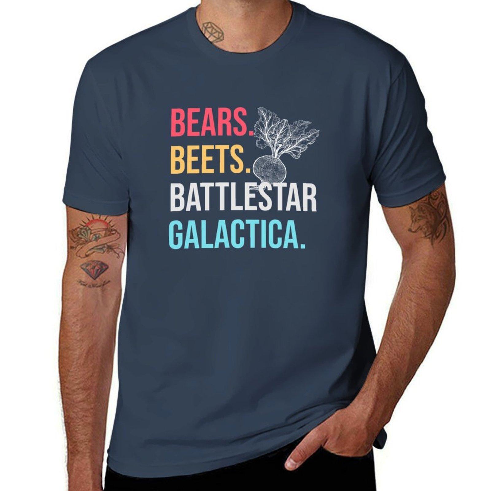 Bears Beets Battlestar Galactica  The Office TShirt Basic Solid Color Short Sleeve TShirt S