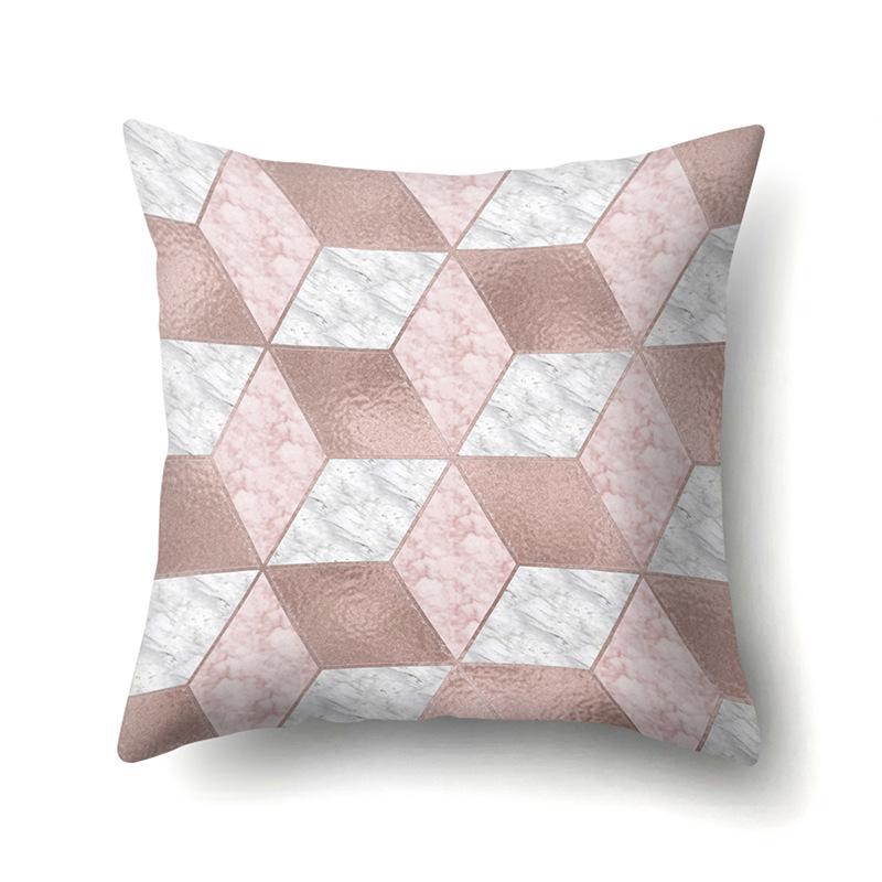 Polyester Pillowcase Marble Nordic Ins Style Geometric Printed Peach Leather Velvet Living Room Sofa Pillowcase