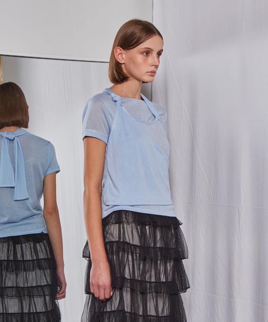 Pabeleupinggeo Layered Strap T-Shirt (Blue)