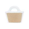 Marni Tropicalia Logo Print Woven Raffia Coconut Leaf Calfskin Bucket Tote Shopping Bag Women Tote White Beige BMMP0067Q0