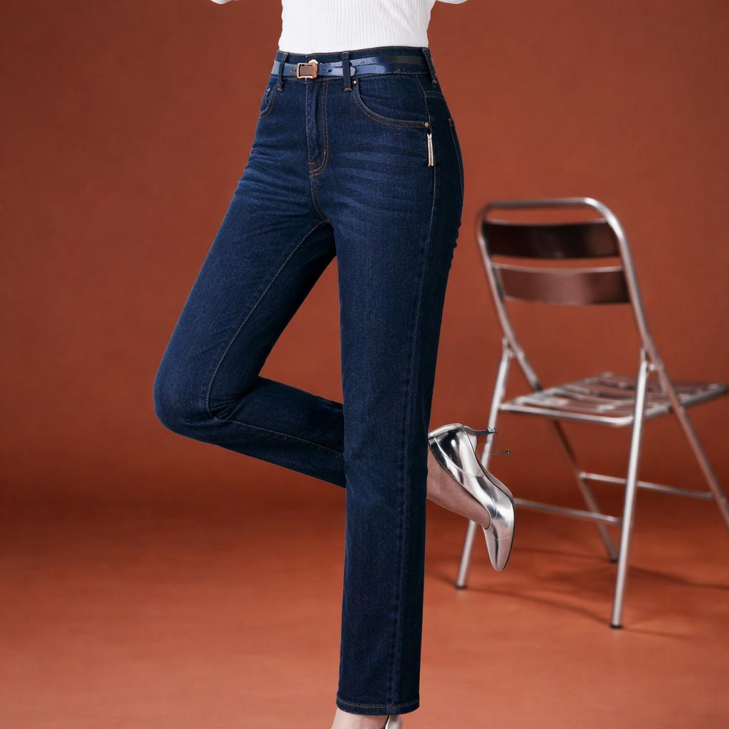 High Waisted Jeans for Women, Winter Straight Leg Stretch Oversized Loose Pants