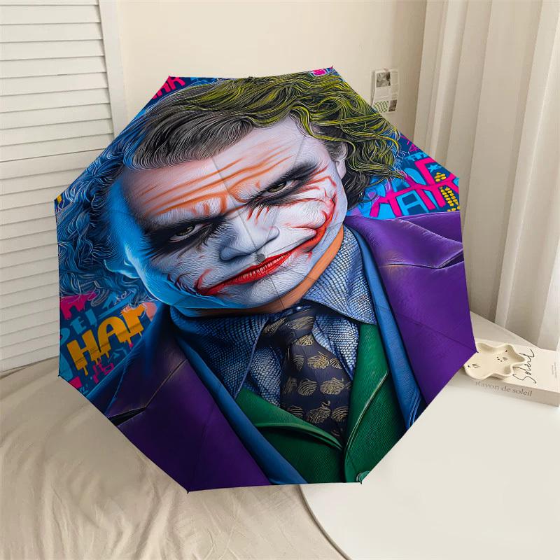 1PC Warner Joker graffiti Automatic Open/Close Umbrella with Windproof, 77-Rib Sturdy Canopy, Durable Ribs1294A