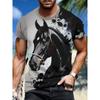 Black White Horse Graphic 3d Full Print T-shirt For Men Fashion Short Sleeve Crew Neck Tshirt Casual Summer Oversized Top