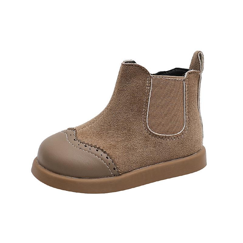 England Style Retro Black Coffe Khaki Kids Shoes for Boys Pretty Baby Girl Chelsea Boots Non-slip City-friendly Boots I09058