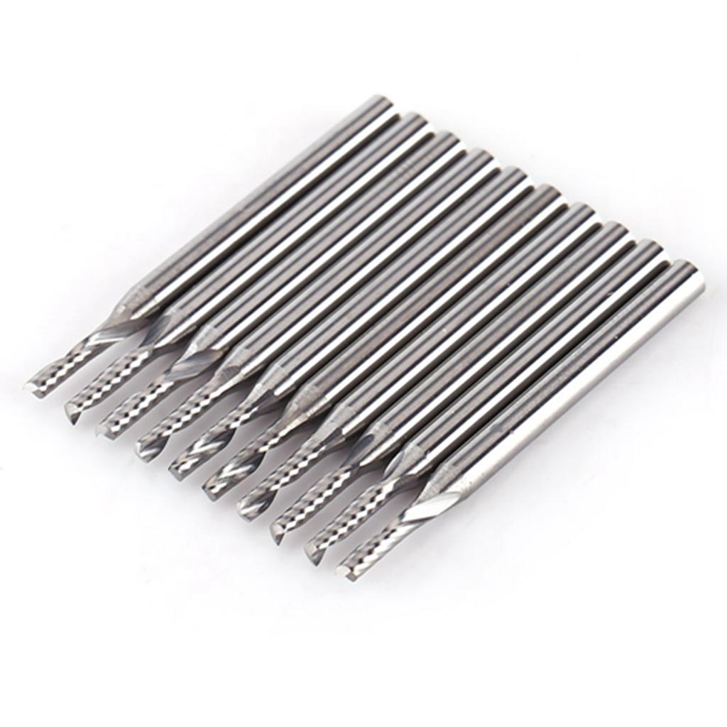 10pcs 1 8   Shank Tungsten Carbide End Mill CNC Engraving Tools Single Flute Spiral Bit