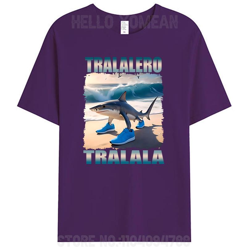Tralalero Tralala Maglietta Bootleg Italian Brain Rot Funny Meme T-Shirt Graphic Vintage 100% Cotton Summer Unisex Y2k Tee Tops
