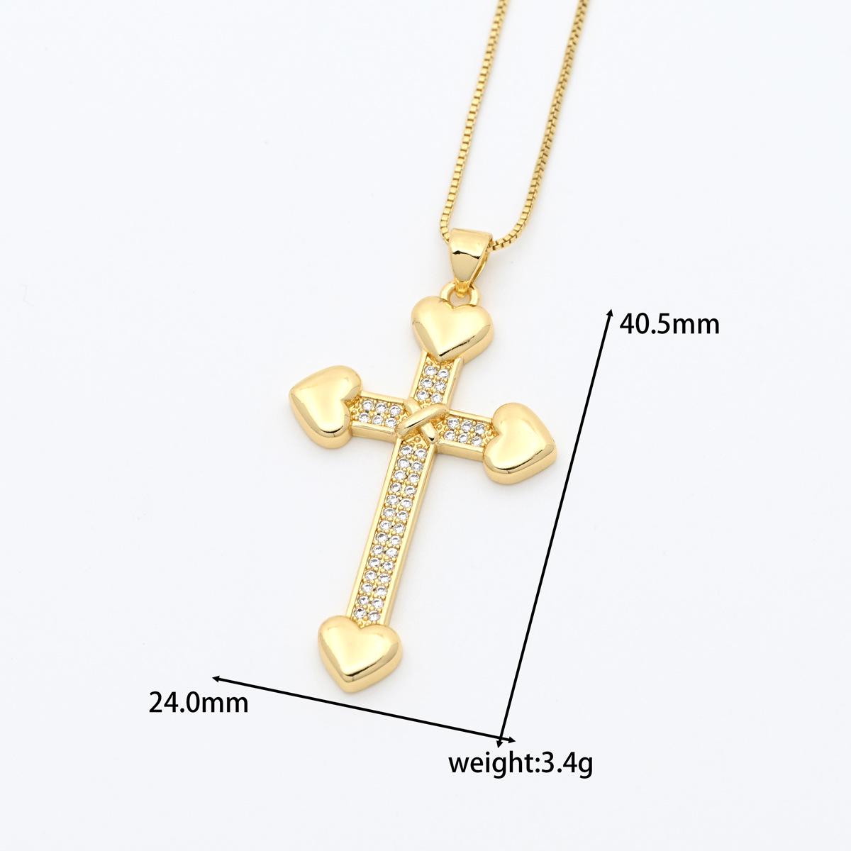 18K Gold Plated Zirconia Cross Necklace for Women Pendant Only