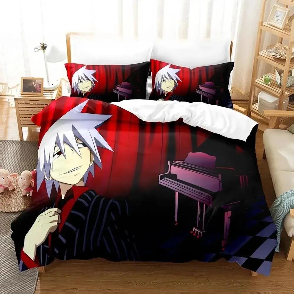 Ny 3D Tecknad Soul Eater Sängklädesset Enkelt Twin Full Queen King Size Sängset Vuxen Barn Sovrum Påslakanset Hemtextilier