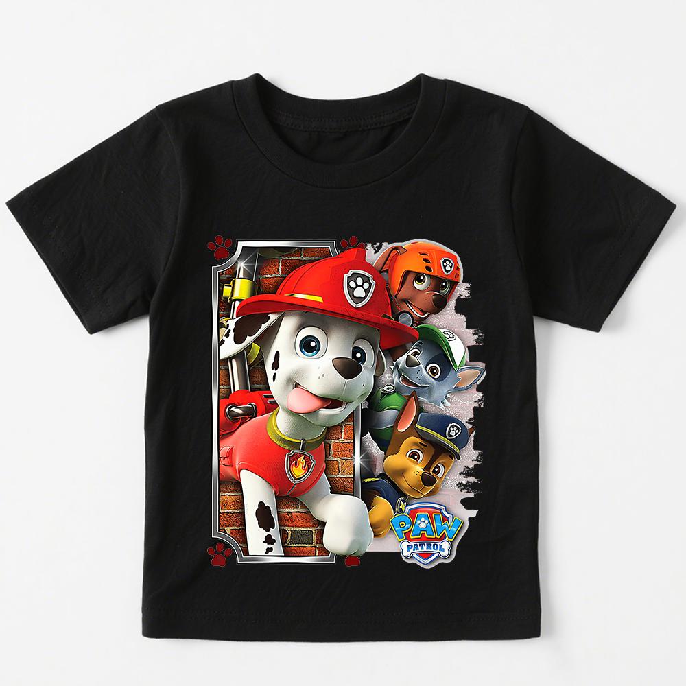 Summer Clothing Children Paw Patrol Cartoon Pattern Casual Short Sleeve T-Shirt Boys and Girls 100
