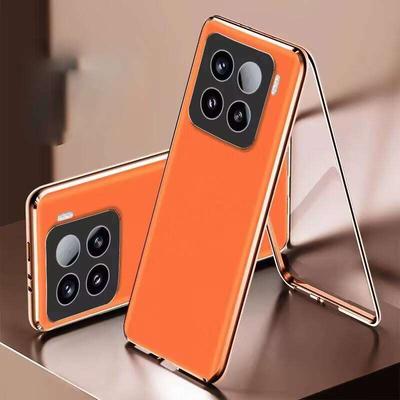 מארז ל-Xiaomi Redmi Note 15 14 13 Pro Pro+ Ultra 5G, פגוש אלומיניום עם צדדי זכוכית מחוסמת וגב עור, כיסוי מגני מצלמה