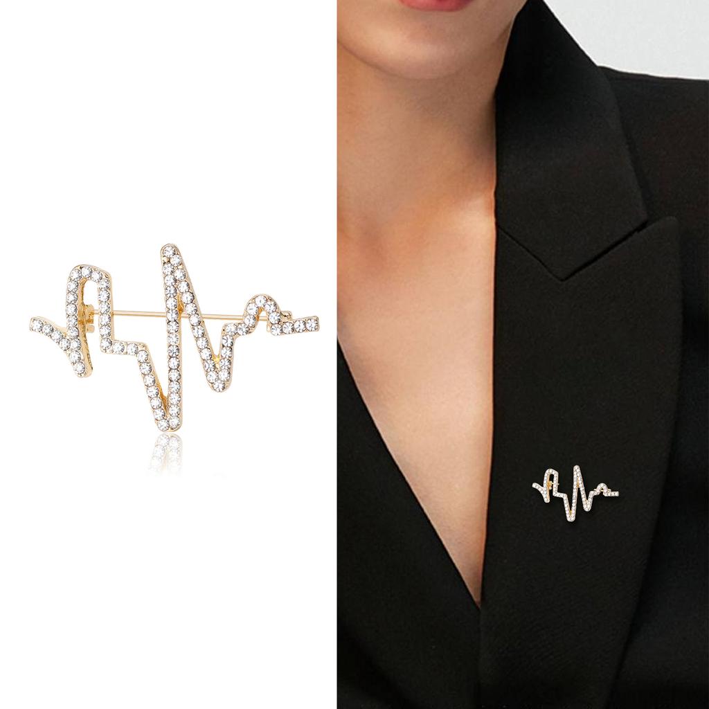 Simple High-End Sense Rhinestone Electrocardiogram Brooch Fashionable Versatile Suit With Jewelry Corsage