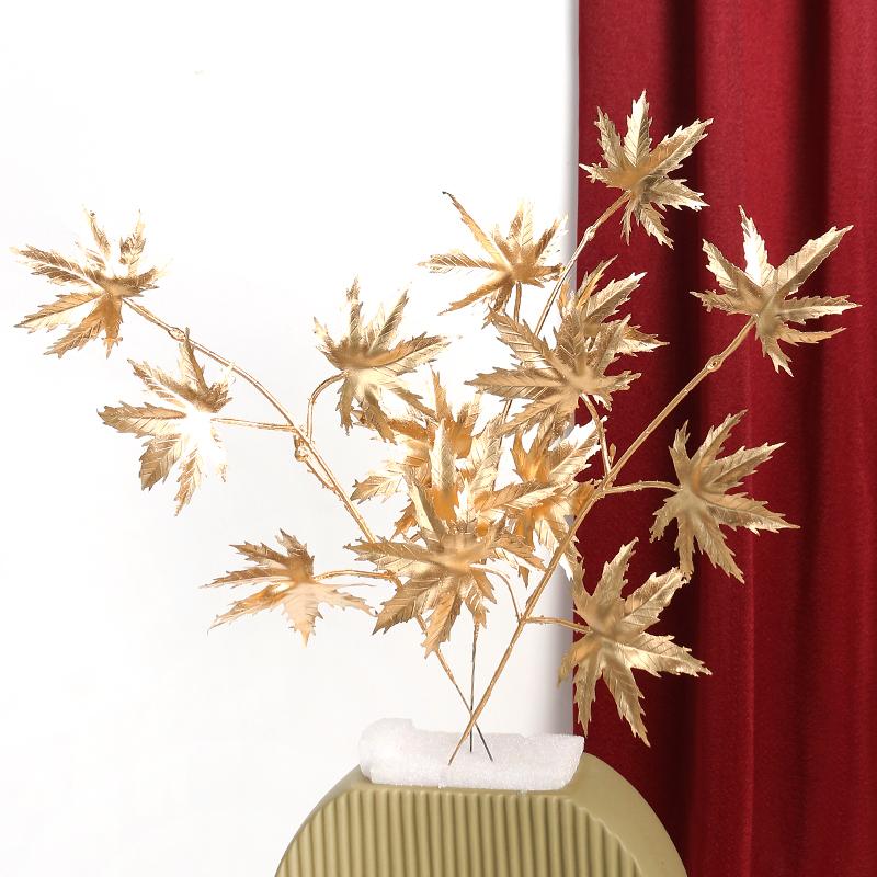 

3/5Pcs Golden Artificial Flowers Bouquet for Home Decor New Year Christmas Party Decoration DIY Vase Ornaments Plant Accessories 3Pcs