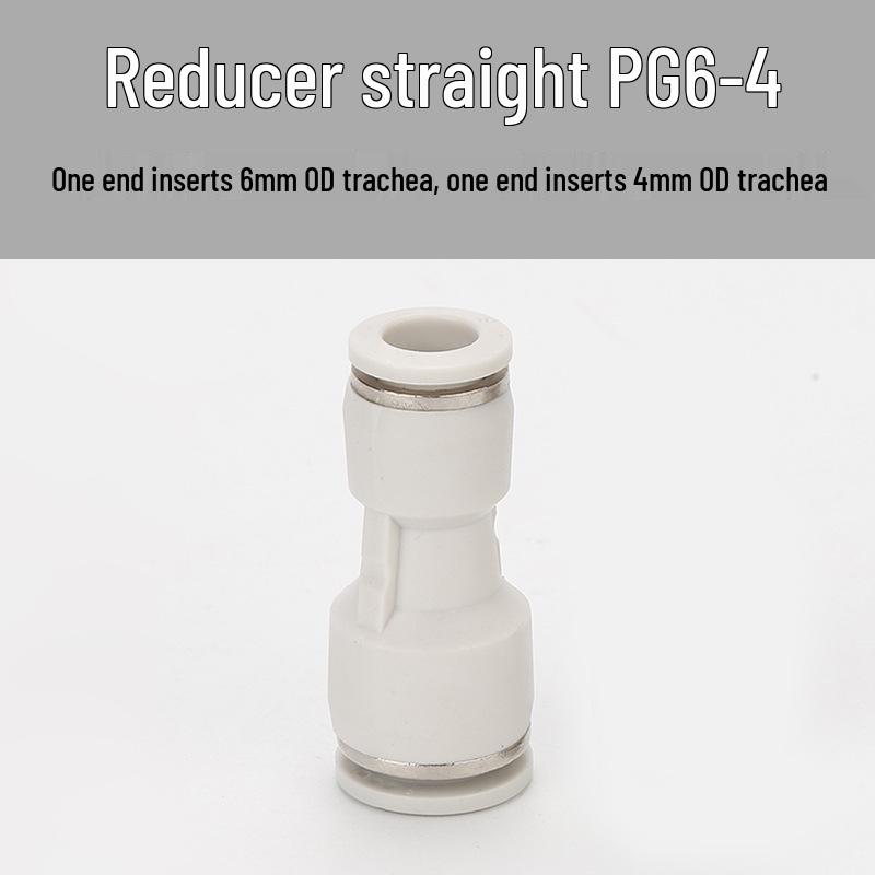 Straight Quick Push-In Pneumatic Air Tube Connector, PU Sizes 6-16, Plastic Two-Way Joint