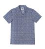 FERRAROMILANO Men'S Linen Flower Print Short Sleeve Shirt Navy (Am0Dws23249)