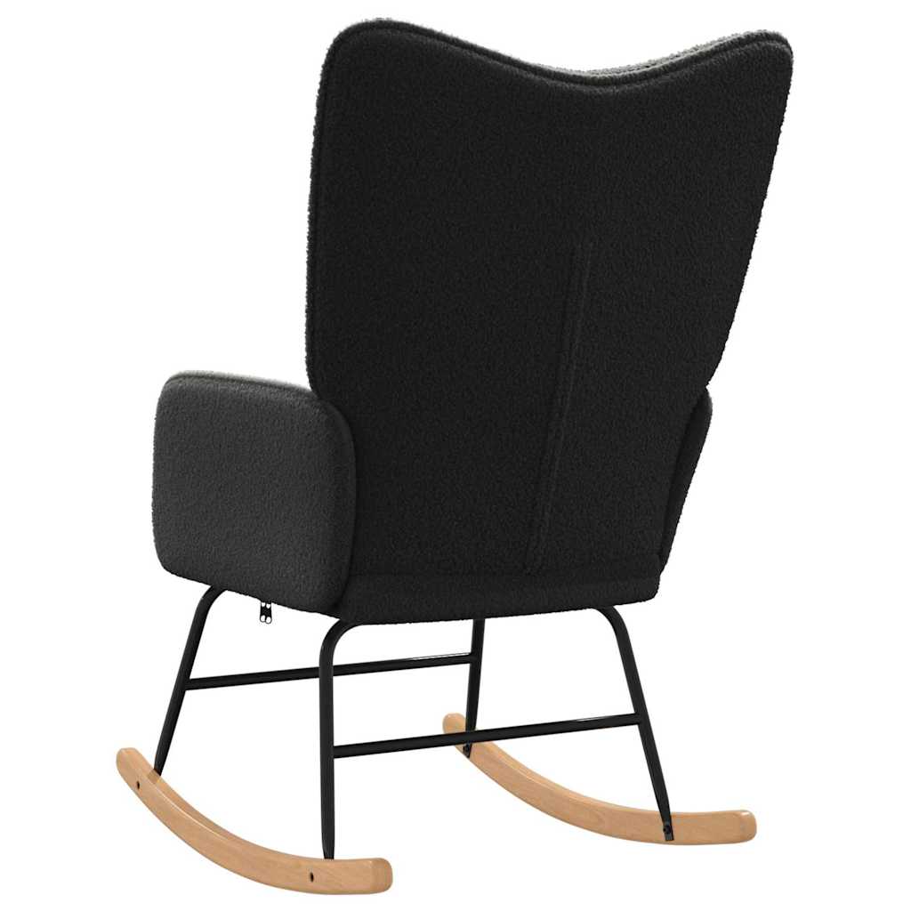 Rocking Chair Black Sherpa Fabric