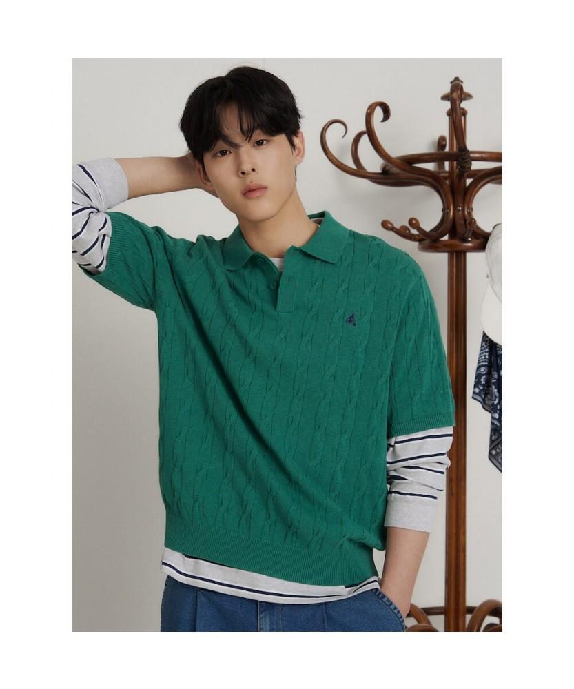 Binpolmen Cable Collar Neck Knit Green