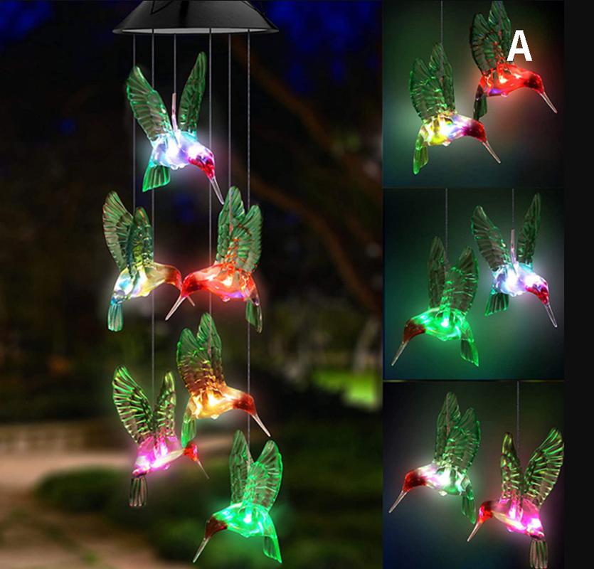 

Синие колокольчики ветра Генерация солнечной энергии Для двора Наружное украшение Подвеска колокольчиков ветра Солнечный колокольчик ветра с колибри