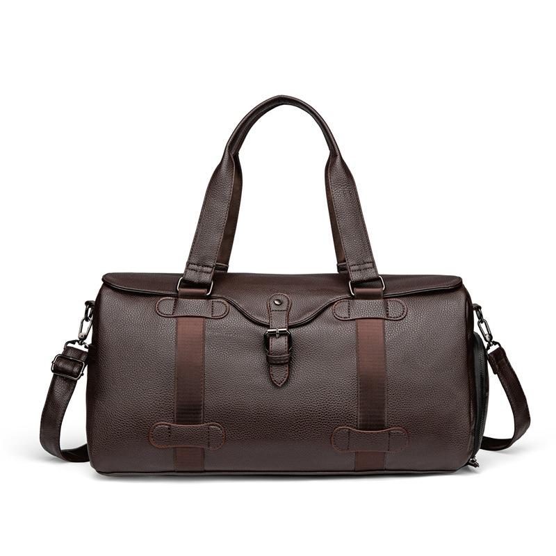 Men's Travel Bag Leather Anti-splash Large-capacity Short-distance Luggage Including Independent Shoe Compartment Business Handbag Oblique Span