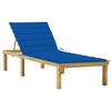 Wooden Lounge Chair with Royal Blue Cushion - vidaXL - Impregnated Pine Wood - Adjustable Backrest and Footrest