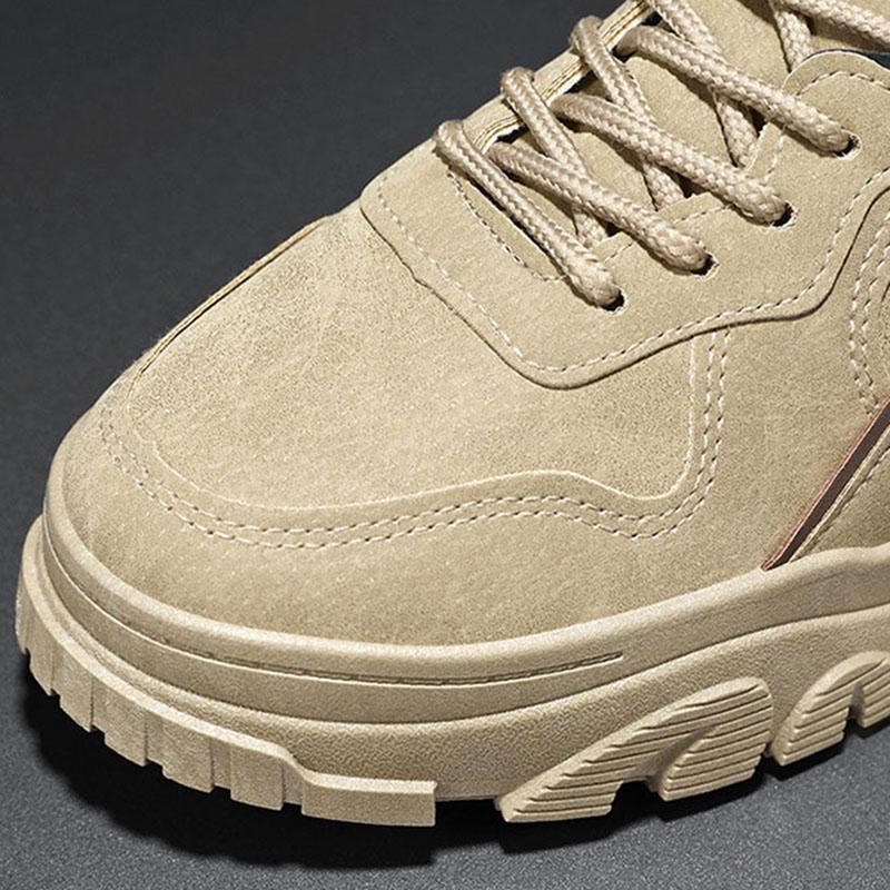 Oulylan New Anti-Slip Versatile Trendy Footwear For Motorcycle Men's Shoes Breathable Work Boots Casual Style Thick Sole