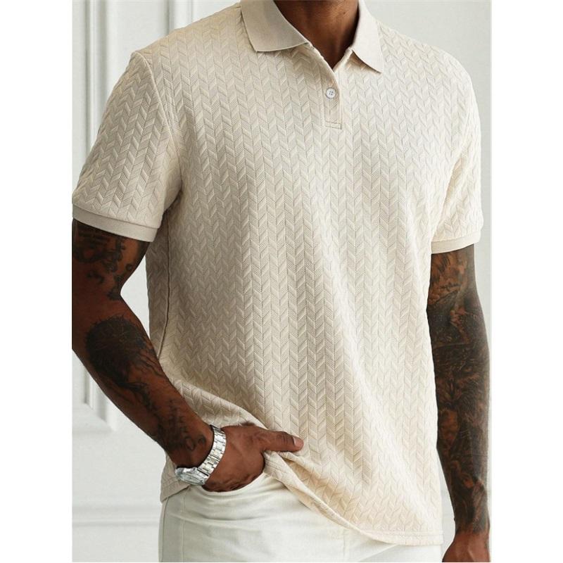 Men's Solid Color Lapel Front Button Short Sleeved Simple Polo Shirt Casual Daily All Match Top