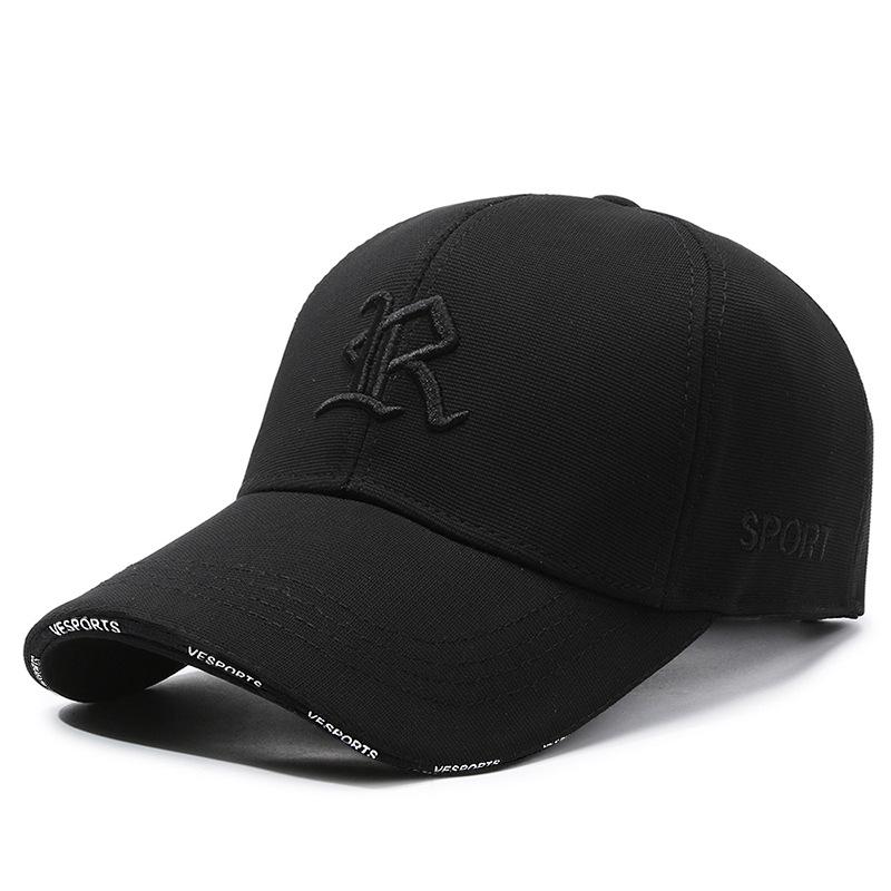 Boné de beisebol com aba curva, novo boné bordado tridimensional com letra R para homens e mulheres, casual, simples e versátil, com parte superior rígida