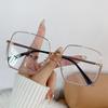 Vintage Anti Blue Light Glasses for Women Fashion Large Frame Metal Eyewear No Degree Glasses Frame Computer Goggles
