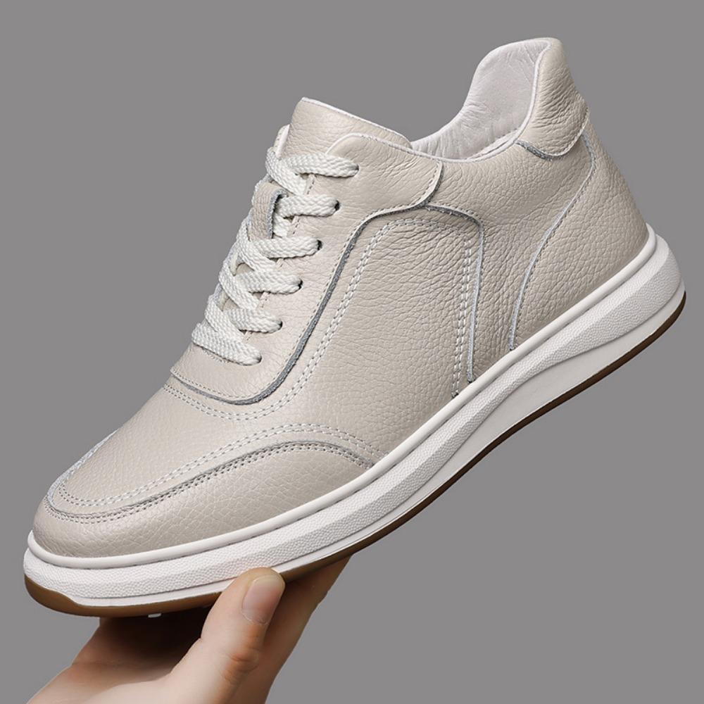 Genuine Leather Men Casual Shoes Winter Warm Lined Slip On Sneakers White Shoes for Men