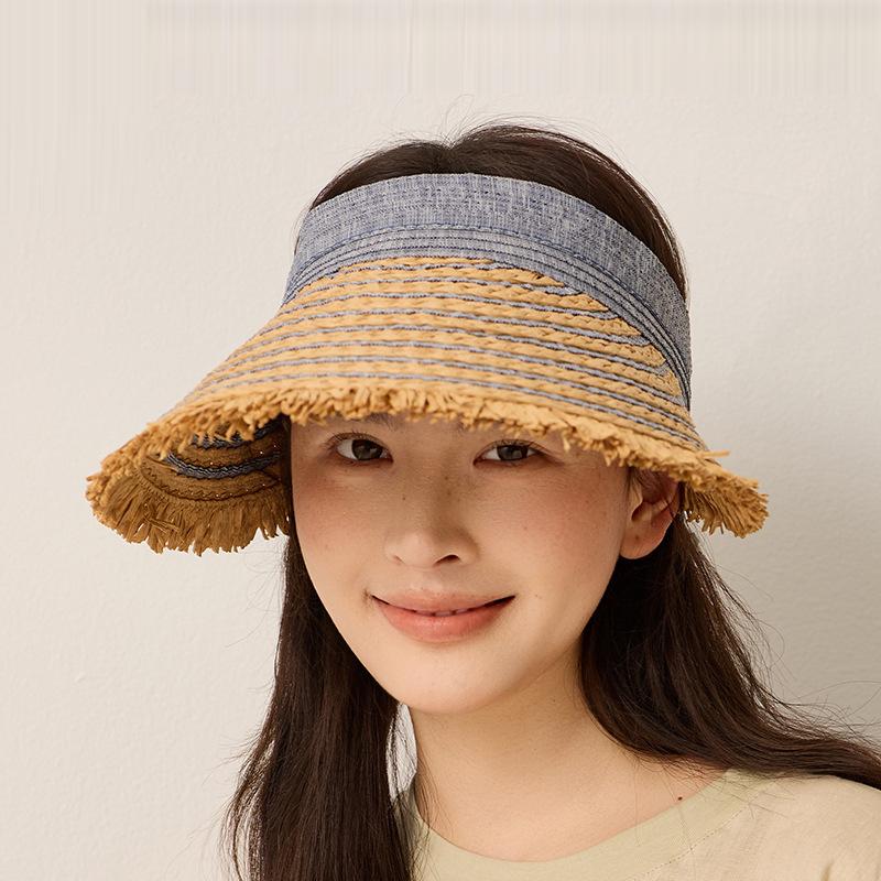 Summer Travel Sunshade Hat Foldable Straw Rough Brim Sunscreen Hat Anti-Ultraviolet Hat