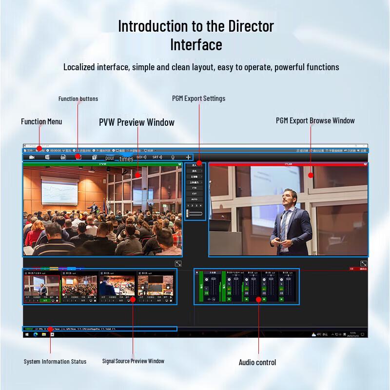 JiaShYing 9800PLUS 4K Live Broadcast Switcher