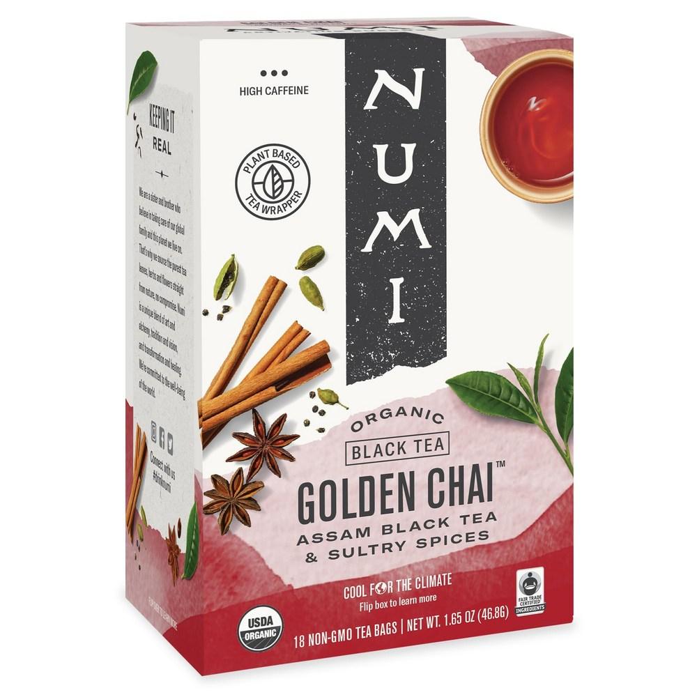 Numi Organic Golden Chai Bags Assam Black Cardam 18 pcs Assam Black Cardam