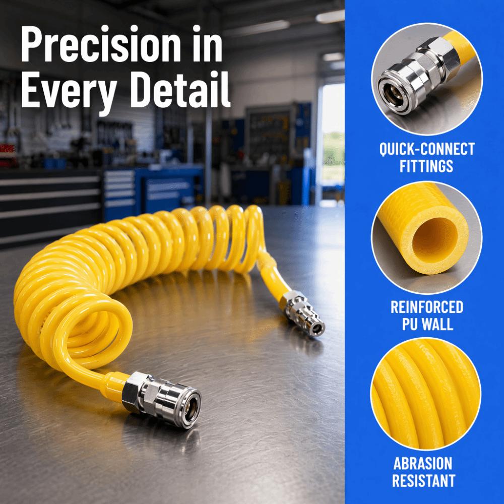 3/6/9m Coiled Air Hose 8*5mm Pneumatic Spiral Hose PU Recoil Air Hose Air Compressor