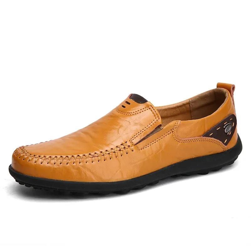 Moda Nuevos Zapatos de Cuero para Hombre Moda Mocasines Genuinos de Alta Calidad Marca de Lujo Casual Cómodos Zapatos para Conducir Talla Grande 38-46