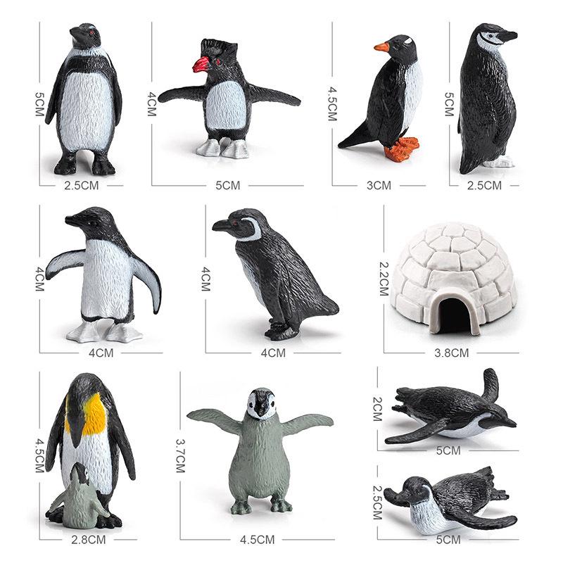 Children'S Simulated Marine Animal Model Mini Igloo Arctic Polar Penguin Set 11-Piece Animal Ornament Toy