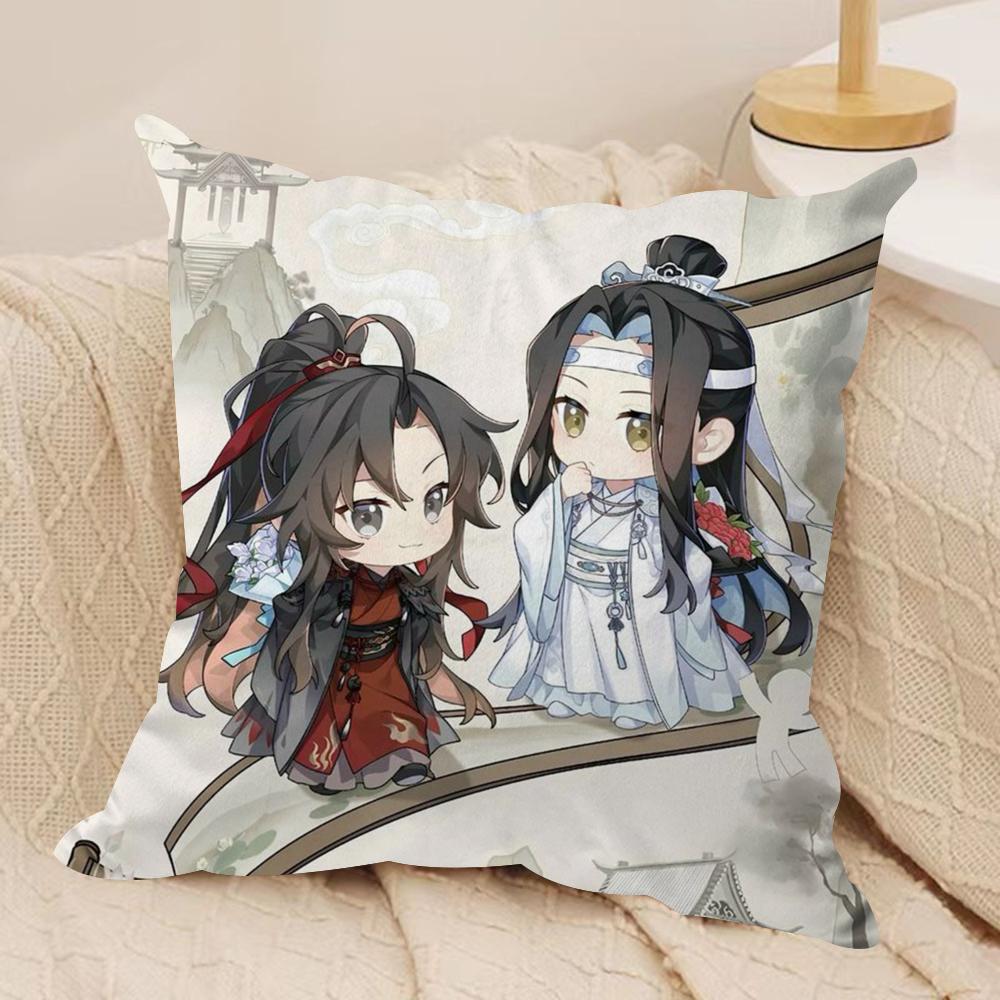 

M-Mo Dao Z-Zu S-Shi Cushion Cover Silky Short Plush Sofa Pillow Cover Hidden Zipper Soft Dustproof Case for Home Decor 30cmx30cm