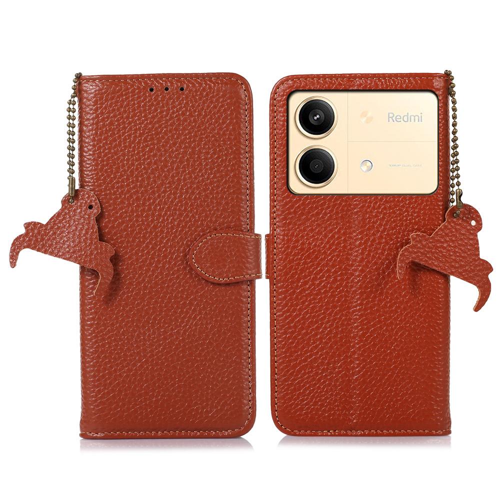For Xiaomi Redmi Note 13R Pro 5G Genuine Cow Leather Phone Case with Card Slots