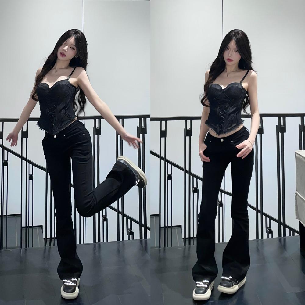 Sleeveless Lace Corset Slim Fit Crop Tops Elegant Suspender Vest Spring Summer